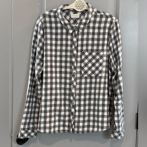 MELLODAY Grey and White Gingham Button-Down Shirt